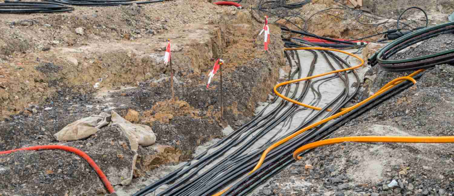 Underground power cables in a trench